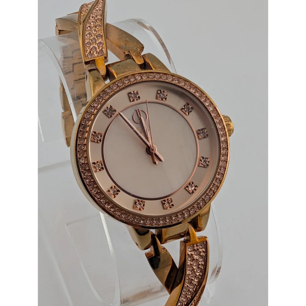 Jennifer Lopez Watch Womens 32mm Two Tone Pave Bezel 6.75